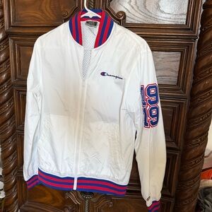 Champion White Jacket with Blue and Red Trim